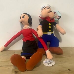 Vintage Popeye The Sailor Man And Vintage Olive Oyl Plush